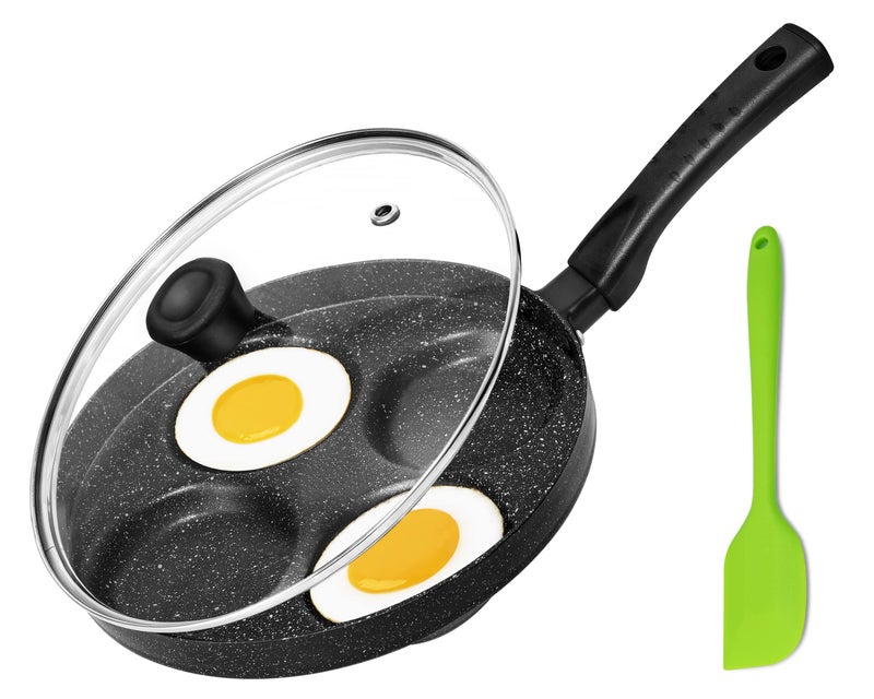 MyLifeUNIT Egg Frying Pan  4-Cup Nonstick Fried Egg Pan  Aluminum Egg Cooker Pan with Lid and Spatula - Image 1